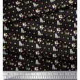 thumbnail image 3 of Soimoi Poly Georgette Fabric Dot & Cat Animal Decor Fabric Printed Yard 42 Inch Wide, 3 of 5