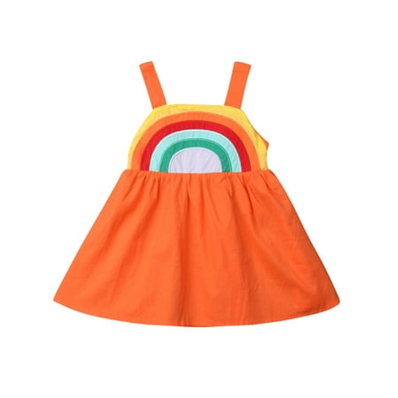 

MERSARIPHY Baby Girls Sleeveless Backless Dress Rainbow Sling Beach Dress