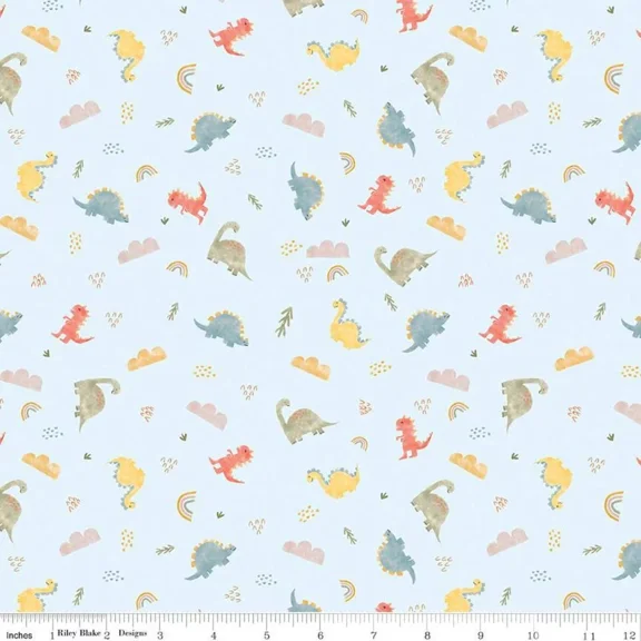 Dinos Sky Flannel Fabric (1 yard)