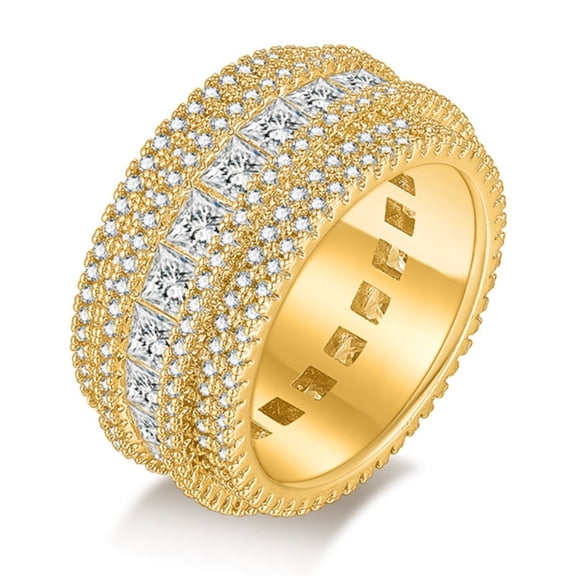 Mens Moissanite Ring D Color VVS1 Clarity Heavy Gold Wedding Bands for Him S925 Sterling Silver Eternity Rings Unisex Size 7-12