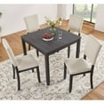 thumbnail image 2 of Modern 4-Person Dining Set with 4 Chairs, 5-Piece Wooden Set, for Living Room, Kitchen, Dining Room, Antique Black + Beige, 2 of 9