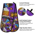 thumbnail image 2 of Yayeee Double Oven Mitt Kitchen Heat Resistant Baking 35" x7" Quilted Glove, Purple Simple Triangles, 2 of 6