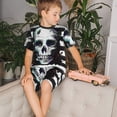 thumbnail image 4 of Fotbe Watercolor Skull Pijama Estampada de 2 Piezas para Niños – Ropa de Dormir de Manga Corta Cómoda para Niños y Niñas, Camiseta y Shorts de Algodón-3X-Large, 4 of 6