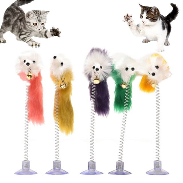 Juguete interactivo con forma de ratón y plumas para gatos y gatitos de Xeyise
