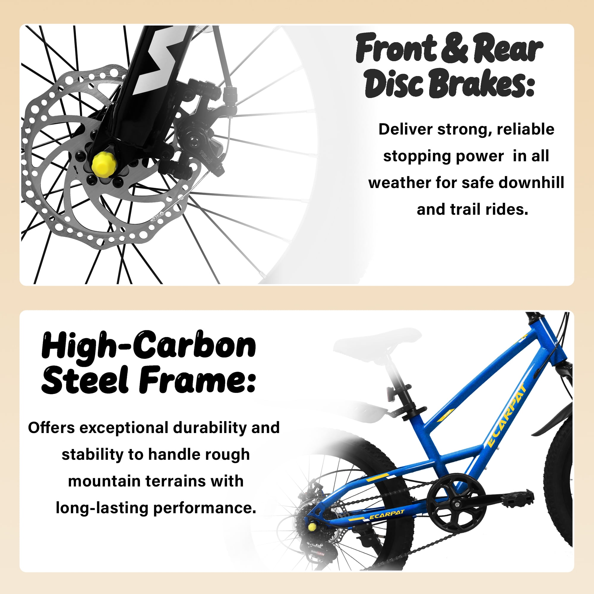 20 inch Mountain Kids Bike for Boys & Girls, Ages 6-12, 7-Speed with Front Suspension