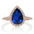 thumbnail image 2 of 2 Carat Sapphire and Diamond Halo Bridal Ring Set on 10k Rose Gold, 2 of 3