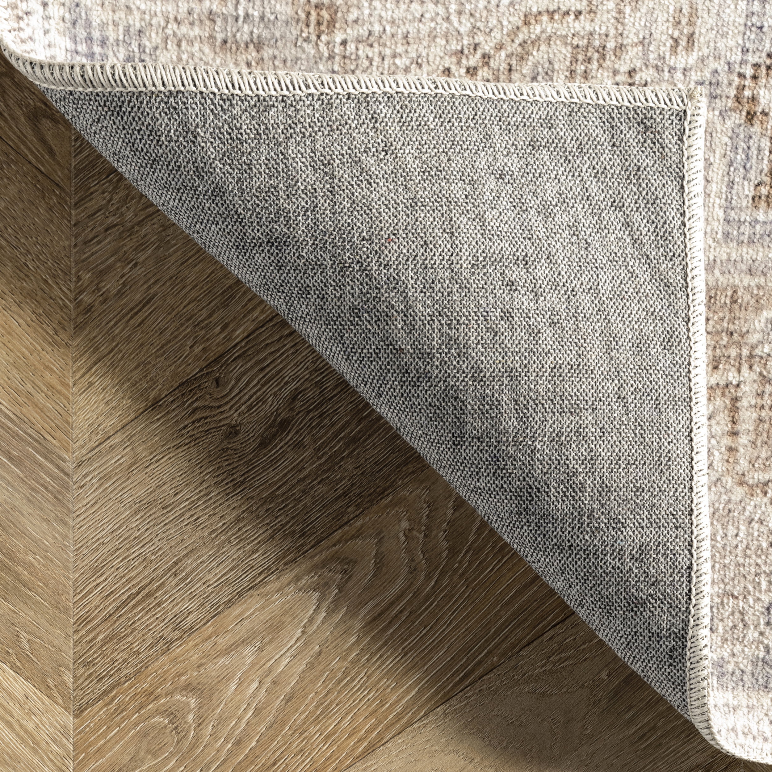 nuLOOM Krystin Distressed Machine Washable Beige 2' 6" x 6' Transitional Runner Rug