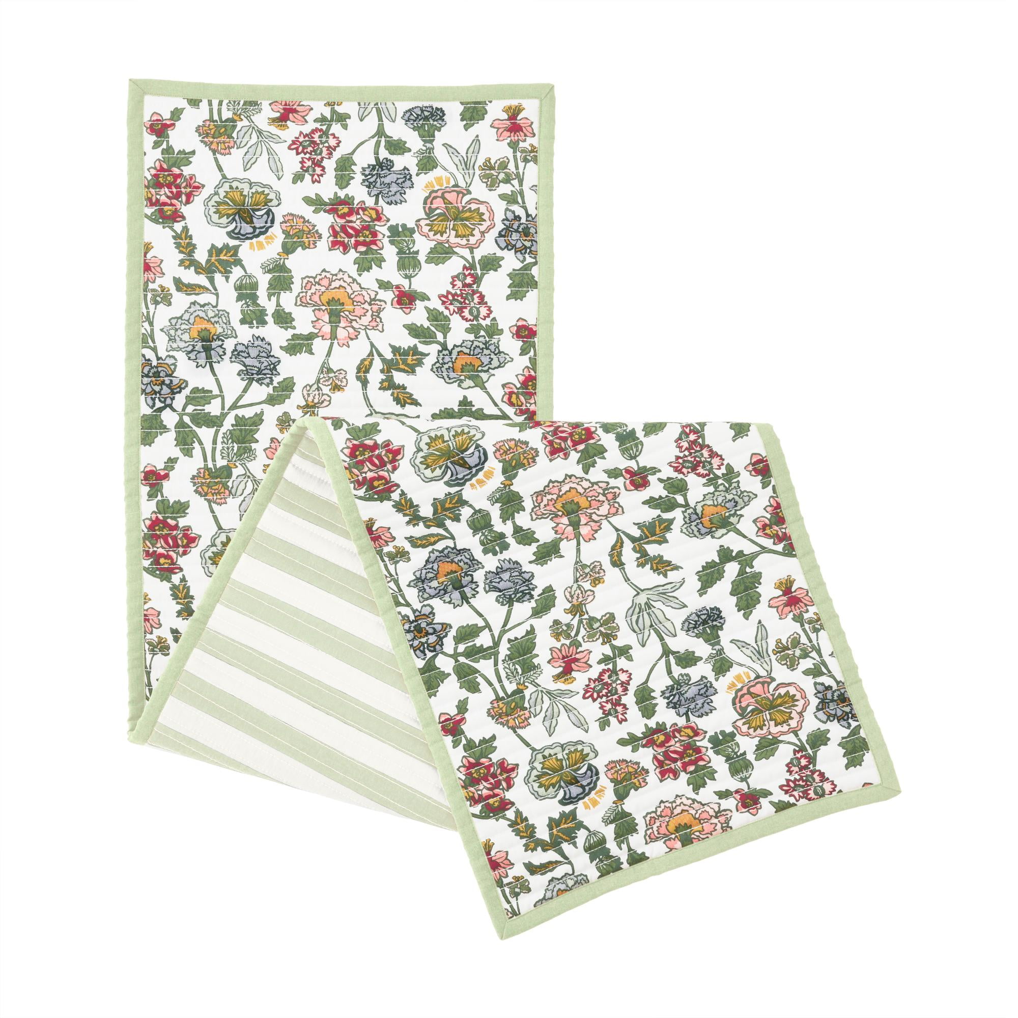 Beautiful Home by Drew Barrymore Wildflower Quilted Print Fabric Table Runner, Multiple, 72"W x 14"L