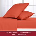 thumbnail image 2 of Mellanni 5-Piece Iconic Split King Bedsheet Set - Microfiber, 16" Deep Pocket, Cooling, Wrinkle, Fade, Stain Resistant, Red, 2 of 7