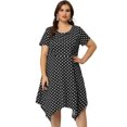 thumbnail image 4 of Women's Plus Size Dress High Low Short Sleeve PolDots Dresses Black 3X, 4 of 7