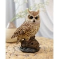 thumbnail image 1 of Eagle Owl Owlet Baby On Tree Stump With Motion Sensor Live Hooting Sound Statue, 1 of 5