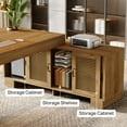 thumbnail image 5 of Tribesigns 63" L-Shaped Computer Desk with Storage Cabinets and 2-Tier Shelf, Mid-Century Modern Large Executive Table Workstation for Home Office, Brown, 5 of 8