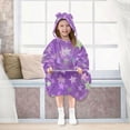 thumbnail image 7 of Wearable Blanket with Sleeves and Pocket Oversized Hooded Sweatshirt 3-14 YR Purple Stars Pastel Colors S, 7 of 7