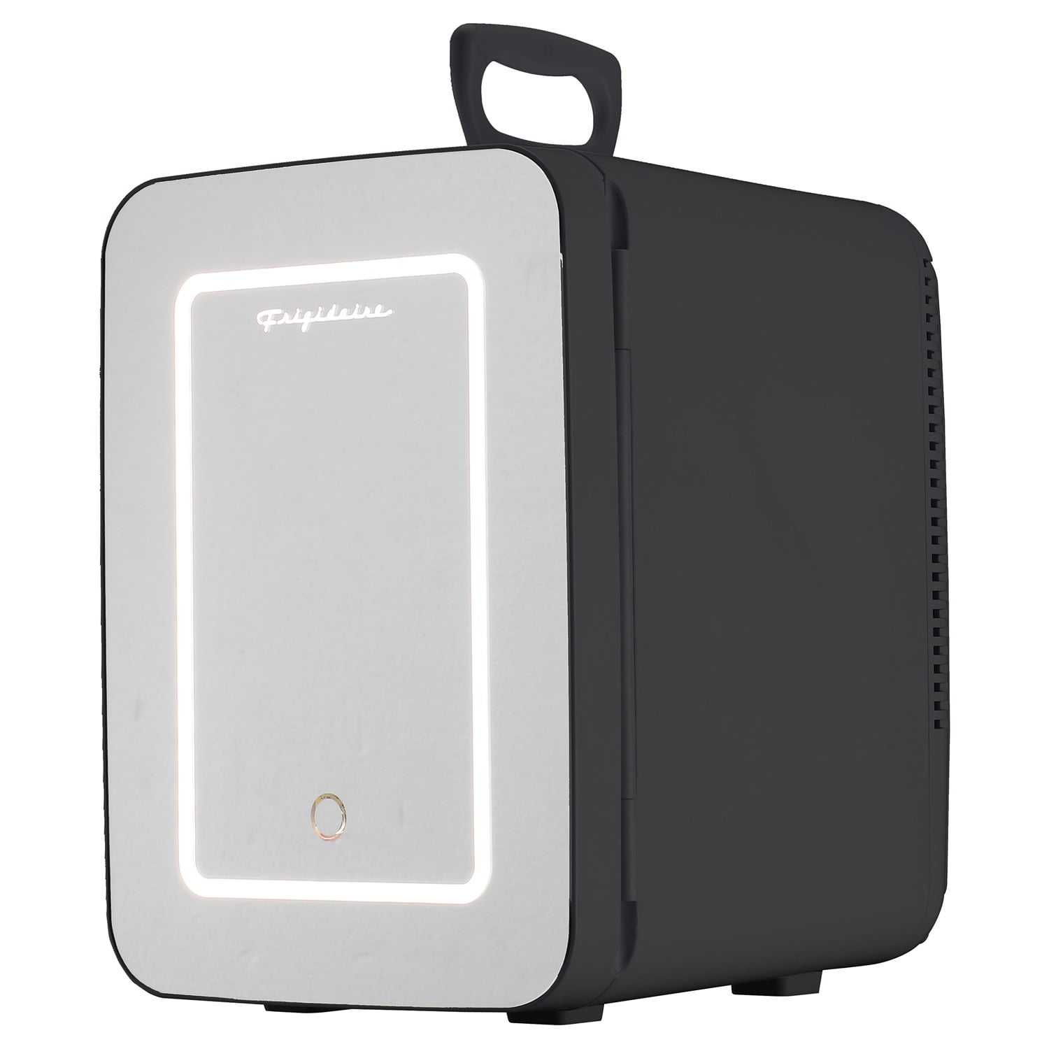 Frigidaire 6.5L 9-Can Mini Fridge with Lighted Mirror, Personal Cooler in Black