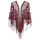 thumbnail image 1 of Chales y envolturas INSPIRAR CHIC para vestidos de noche, bufandas triangulares de encaje con flecos y borlas para mujeres en bodas y fiestas formales 74.8x28.3" Rojo Vino Oscuro, 1 of 5