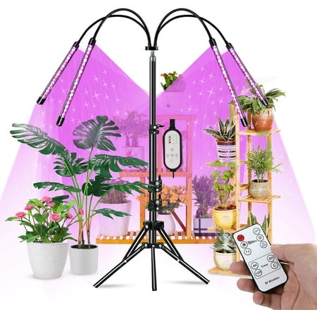 

Happyline 4-Head Grow Light with Stand Grow Lights for Indoor Plants with Full Spectrum 4/8/12H Cycle Timer Grow Lamps 3 Tripod Adjustable Grow Light.