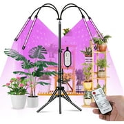 "Happyline" 4-Head Grow Light with Tripod Stand for Indoor Plants-10 Level Brightness Plant Light with Full Spectrum, 4/8/12H Cycle Timer Plant Lamp,Tripod Adjustable Grow Lamp with Remote Control
