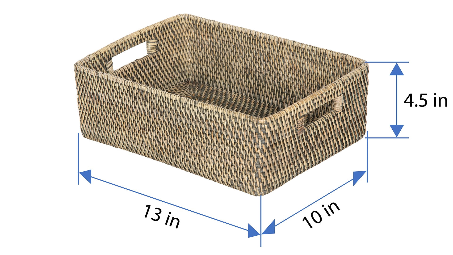 Kouboo Loma Rattan Shelf & Organizing Basket, Handwoven-Inspired Storage in Antique Black