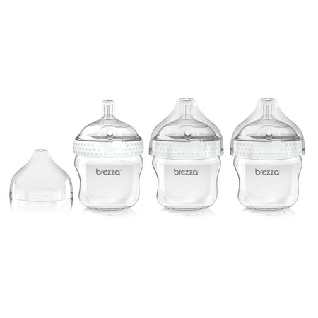 Baby Brezza Natural Baby Bottle -Easiest to Clean - White, 5oz, 3 Pack