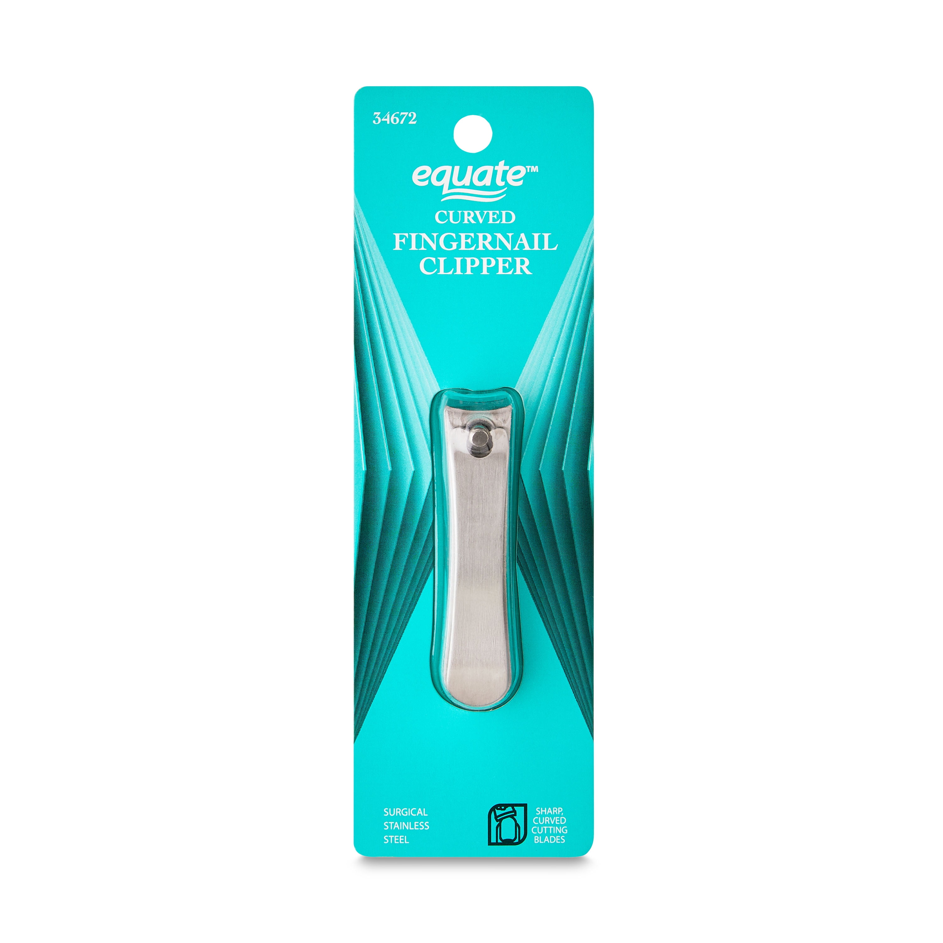 (3 pack) Equate Stainless Steel Curved-Edge Fingernail Clippers, 1 Count