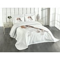 thumbnail image 3 of Ambesonne Beagle Quilted Bedspread Set 3 Pcs, Puppy Dog Friend Posing, King Size, Cinnamon Black White, 3 of 5