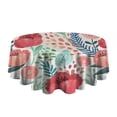 thumbnail image 6 of Round Floral Rose Tablecloth -Linen Fabric Table Cloth - Washable Reusable Table Cover with Dust-Proof Wrinkle Resistant for Restaurant, Picnic, Indoor and Outdoor Dining 60 Inch X 60 Inch, 6 of 7