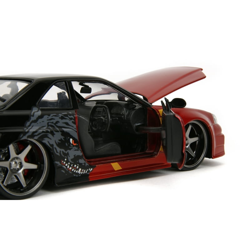 ゴジラ 2002年式日産スカイラインGT-R(R34) Jada Toys 2002 Nissan Skyline GT-R R34 RHD White with Red