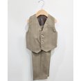 thumbnail image 3 of Boys 2-Piece Formal Vest & Suit Pants Outfit Set, Sizes: 2T to 16 (Natural Taupe Plaid), 3 of 6