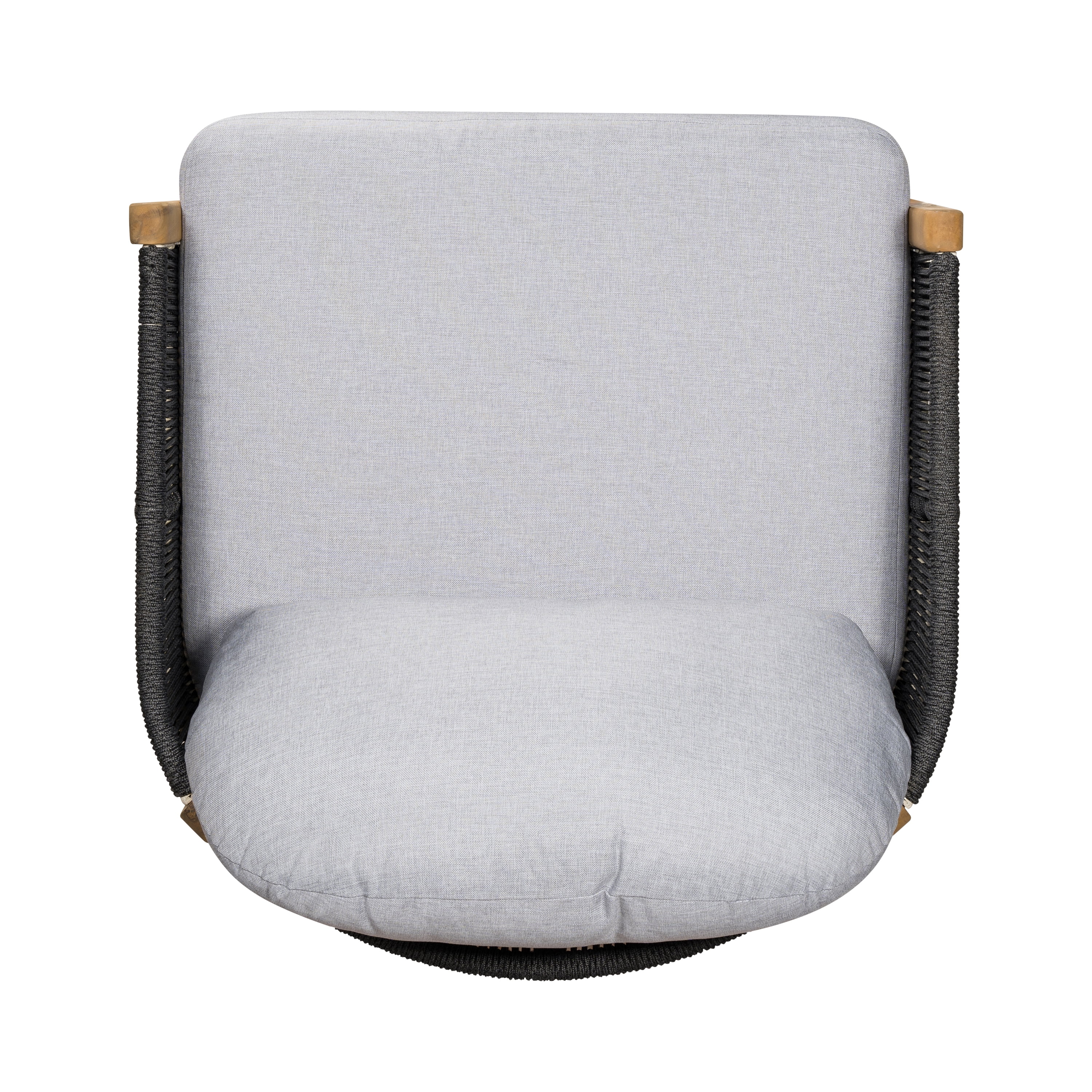 Club Chair with Acacia Wood Frame and Rope Weave, Outdoor Patio Armchair and Garden Lounge Seating with Gray Cushion, Gray and Teak