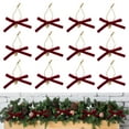 thumbnail image 2 of JeashCHAT 12 Pcs Christmas Velvet Bow Ornaments with Bell Pendant, Mini Twist Tie Bows for Gift Wrapping, Christmas Tree Wreath Garland Hanging Decorations, 2 of 9