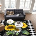 thumbnail image 3 of Area Rugs Indoor Non-Slip Rectangle Rug 4x6 Ft Sunflowers Vintage Floral Bee Farmhouse Black Buffalo Plaid Rug Rubber Backing Floor Mats Non Shedding Home Decor Carpet for Entryway Living Room, 3 of 8