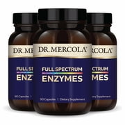 Dr. Mercola Full Spectrum Enzymes - 22 Different Enzymes - Supports Digestive & Immune Health - Helps Digest Carbohydrates, Fats & Proteins - Non-GMO, Gluten-Free & Soy-Free - 90 Capsules (3 Pack)