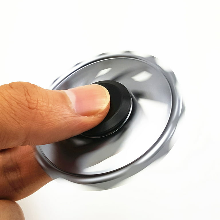 Ikayaa New Metal Aluminium Alloy Round Hand Fidget Finger Spinner Gadgets Focus Tool Desk Toy Spin, Size: 1, Gray