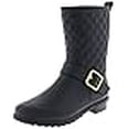thumbnail image 3 of Capelli New York Ladies Matte, Quilted Shaft Mid-Calf Rain Boot with Ankle Strap Black 9, 3 of 4