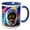 Blue/White, variant on 3drose, Charming Galaxy Cat in Shining Spacesuit. Inspirational Digital Art, 15oz Two-tone Blue Mug