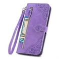 thumbnail image 5 of Decase Galaxy S21 FE 5G Cover, Soft TPU Back Shockproof Zipper Card Slots Wallet Slim Folding Stand Embossed Pattern Flip Full Body Protective Cover for Samsung Galaxy S21 FE 5G 6.4" 2022, Purple, 5 of 8