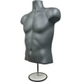 thumbnail image 4 of DisplayTown 2 Pack Gray Male Mannequins Hollow Back Body Torso w/ Metal Stands with Metal Pole & Hanging Hook for Tshirt Display, S-M Sizes, 4 of 5