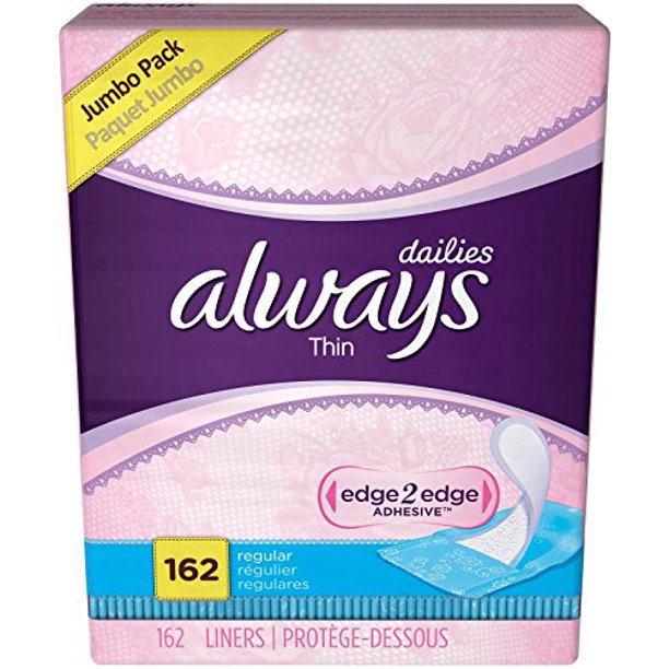 Always Thin Dailies Wrapped Liners, Unscented, 162 Count