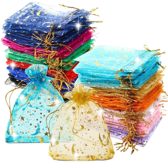Bolsas de regalo Zhengmy de organza con forma de estrella lunar, 300 unidades, 9 x 12 cm