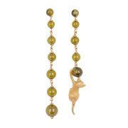Kate Spade House Cat Green Gold One Size Earrings WBRUH633347