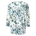 thumbnail image 4 of Staron Women's Casual Printed T-Shirt 3/4 Sleeve Round Neck Loose Fit Blouse Spring Summer Fashion Top, Green 4XL, 4 of 5