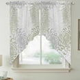thumbnail image 4 of Sage Green White Kitchen Window Curtains, Swag Curtains Valance for Bedroom Living Room Bathroom, Abstract Grey Chrysanthemum Flower Rod Pocket Window Treatment Curtain Block Drapes 2 Panels 28"x36", 4 of 6