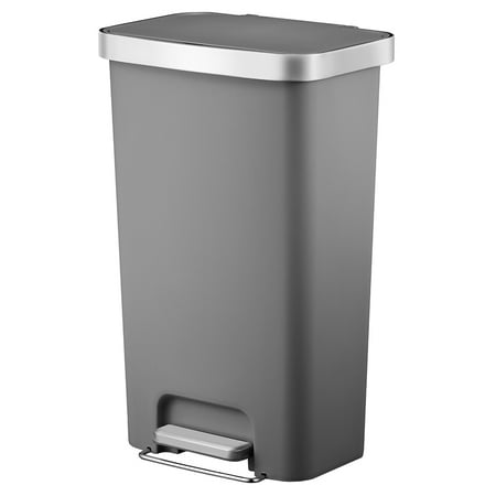 Better Homes & Gardens 11.9 Gallon Trash Can, Plastic Step On Kitchen Trash Can, Gray