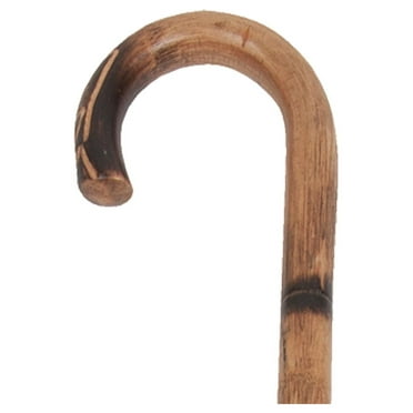 Wood Cane, Crook , Walking Aid, Light Mahogany (Round Handle), Large Grip