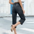 thumbnail image 5 of Holzkary Denim Capris for Women High Waisted Stretchy Wide Leg Capri Jeans Casual Summer Pull On Cropped Pants with Pockets Black XL, 5 of 8