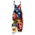thumbnail image 4 of Spring Summer Plus Size Boho Overalls for Women Hippie Cloth Floral Printed Jumpsuits Spaghetti Strap Rompers, 4 of 6