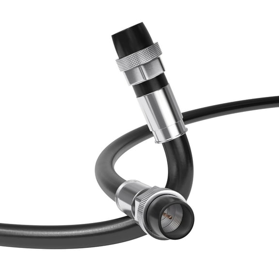 10' Feet, Black RG6 Coaxial Cable with rubber booted - Weather Proof Indoor / Outdoor Rated Connectors, F81 / RF, Digital Coax for CATV, Antenna, Internet, Satellite, and more