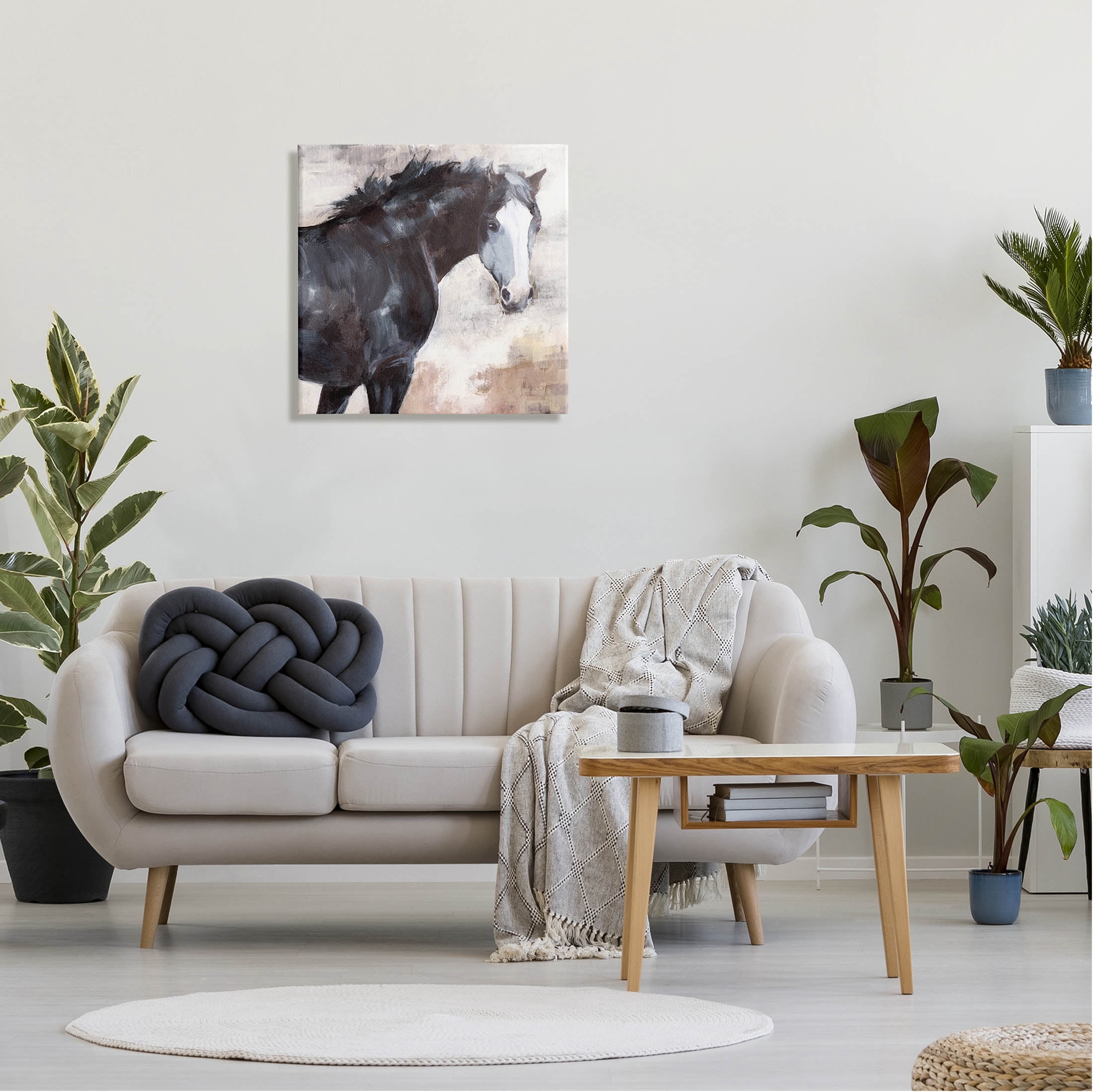 Stupell Industries Breezy Country Stallion Horse Painting Painting Gallery Wrapped Canvas Print Wall Art, Design by Nina Blue
