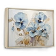 thumbnail image 2 of Designart "Delightful Blue And Gold Minimalist Pansies" Pansies Floater Framed Wall Art Living Room, 2 of 5