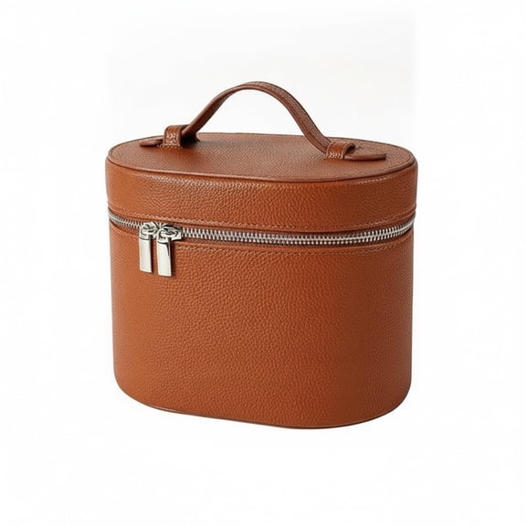 Durable PU Leather Zippered Travel Toiletry and Makeup Organizer Case